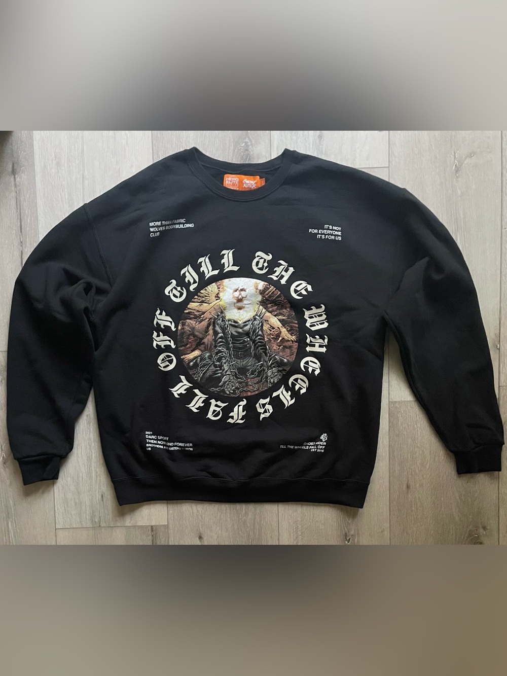 Darc Sport Ghost Rider Black Graphic Crewneck Sweater 🐺 🔥